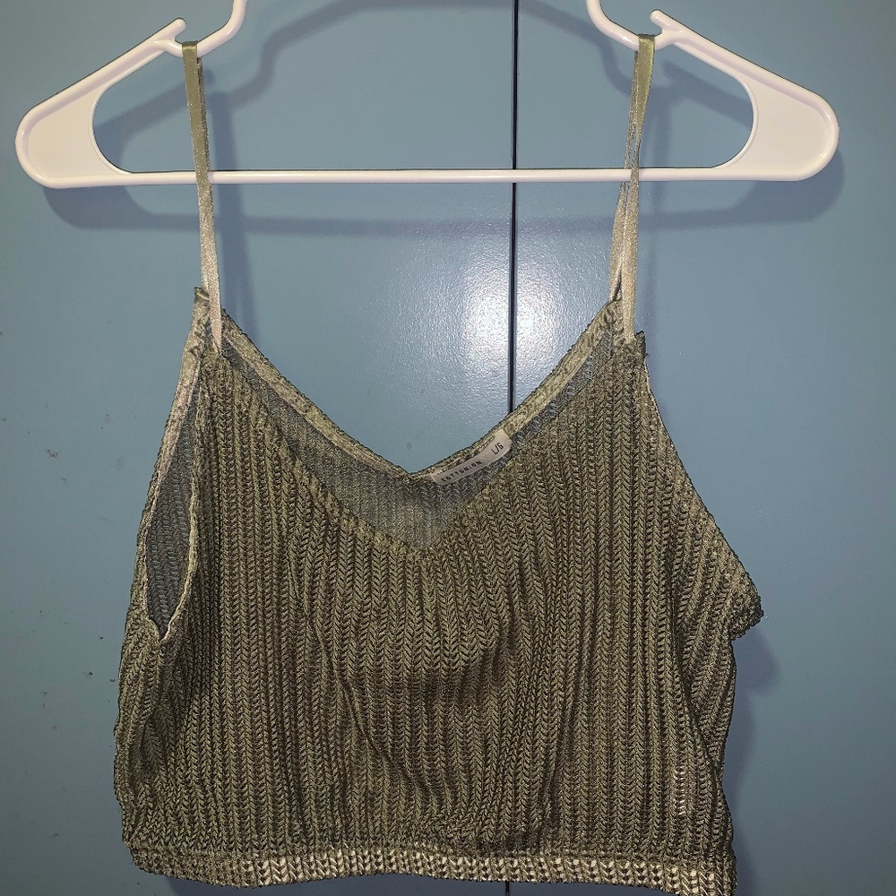 Olive Green see through crop top